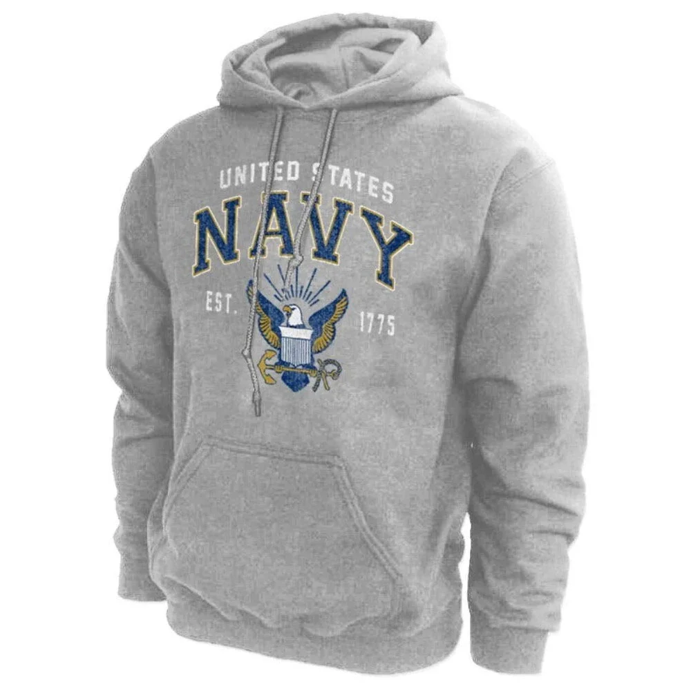 United States U.S. NAVY Hoodie Military Hooded Sweatshirt Grey Men's Size XL